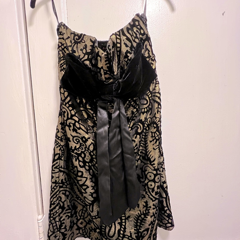 Betsy Johnson Holiday Sweet Gold Strapless Dress